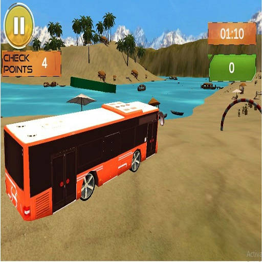 Play Beach Bus Driving : Water Surface Bus Game