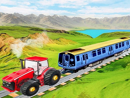 Play Chain tractor train towing game