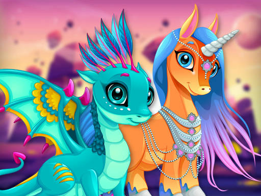 Play Cute Unicorns And Dragons Puzzle