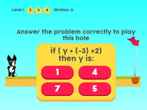 Play MathPup Golf 4 Algebra