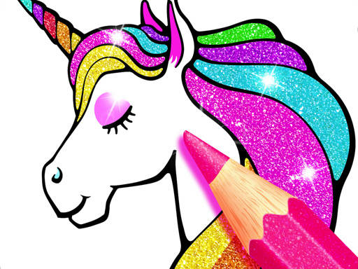 Play Unicorn Coloring Book Glitter