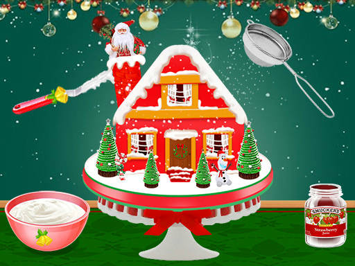 Play Xmas Gingerbread House Cake